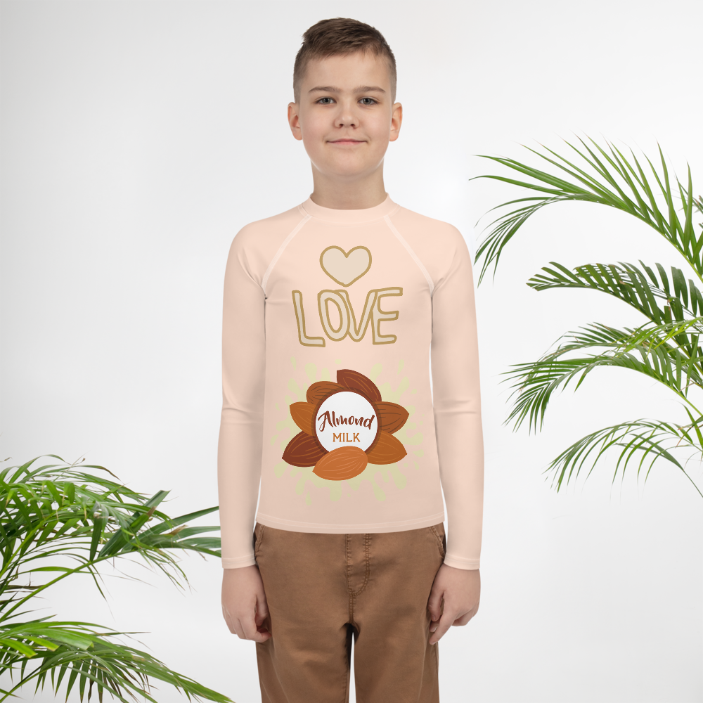 I Love Almond Milk Youth Rash Guard