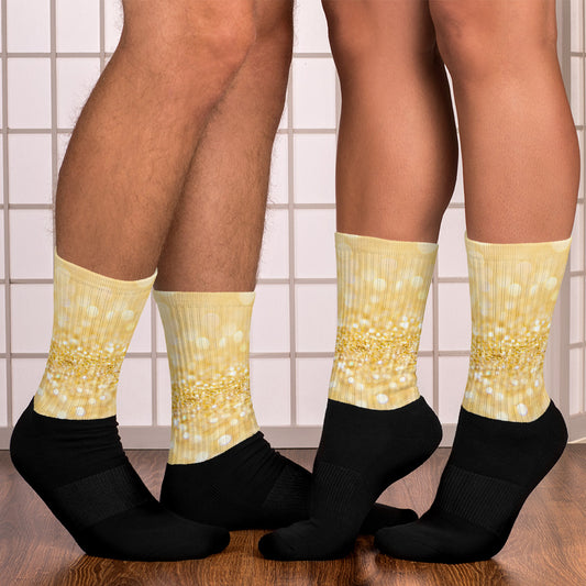 Unisex Thigh High Socks Gold Glitter Lot - 1st Wedding Anniversary Gift -  Surprise Gift for Husband or Wife