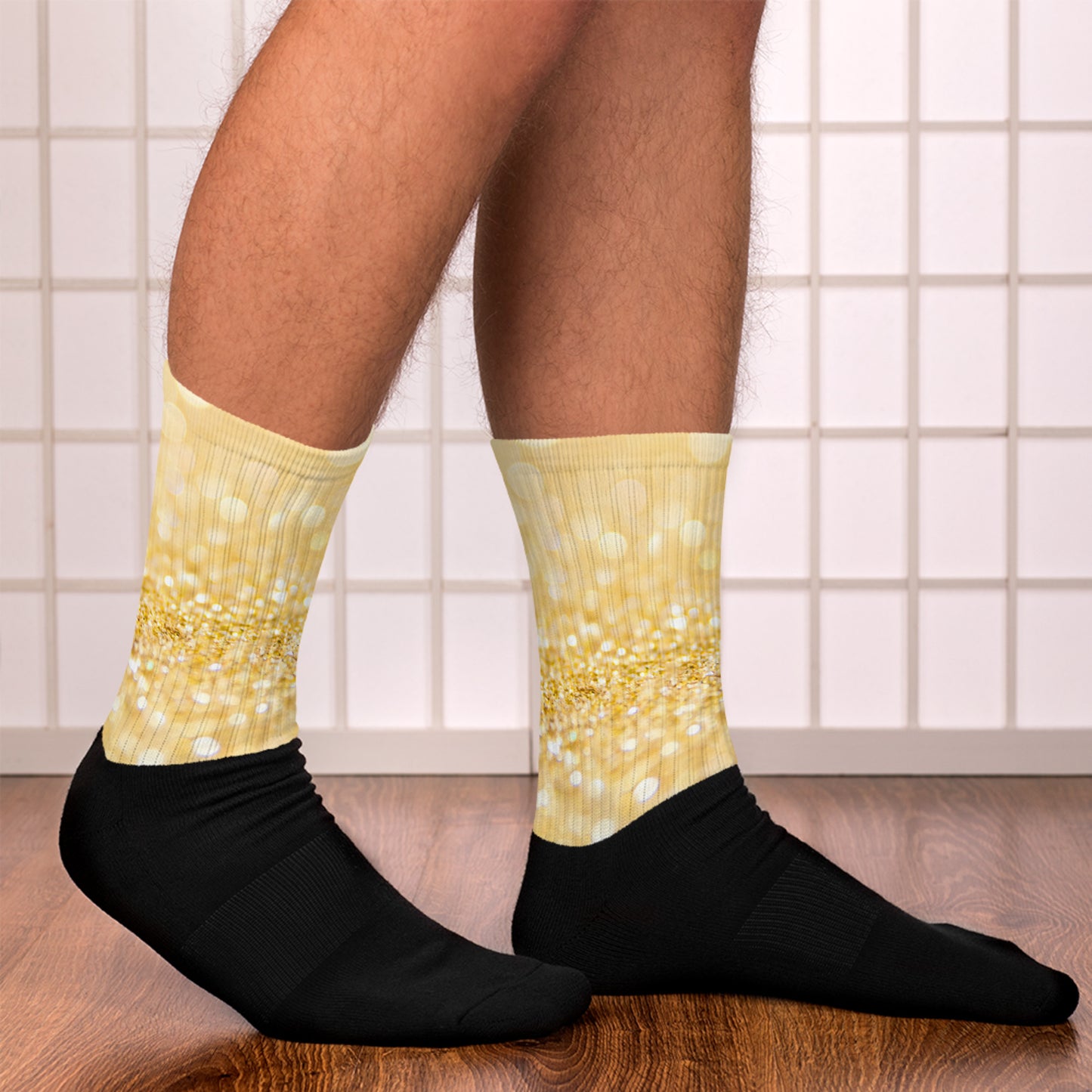 Unisex Thigh High Socks Gold Glitter Lot - 1st Wedding Anniversary Gift -  Surprise Gift for Husband or Wife