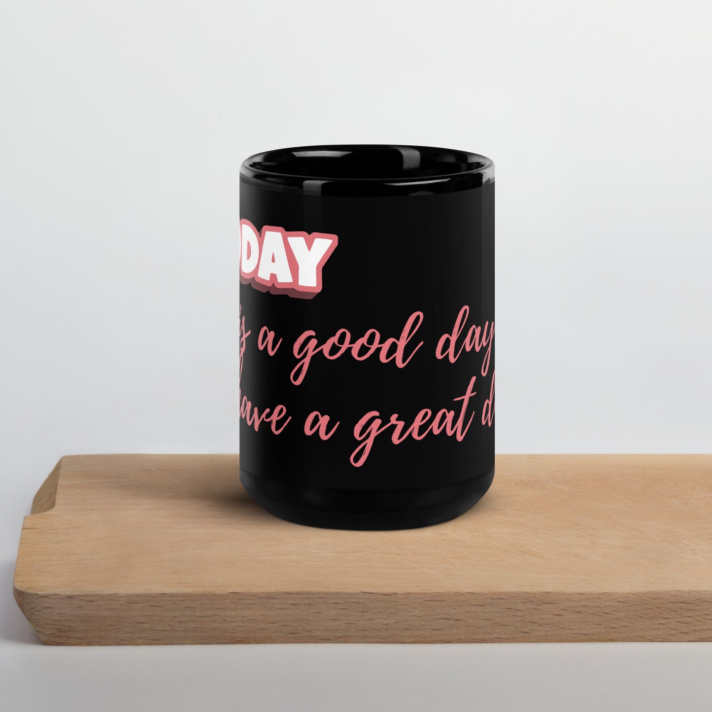 Sip Your Morning Fuel with our Inspiring Black Glossy Mug - Rise & Shine