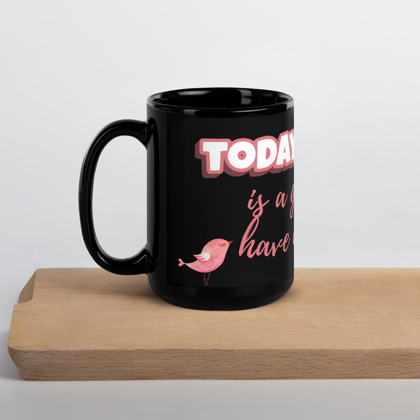 Sip Your Morning Fuel with our Inspiring Black Glossy Mug - Rise & Shine