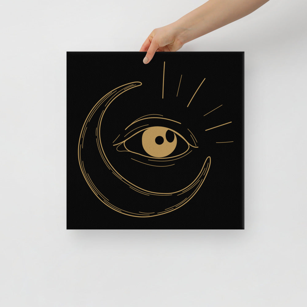 Gothic Canvas Art Moon & All-Seen Eye