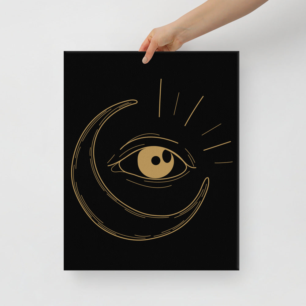 Gothic Canvas Art Moon & All-Seen Eye