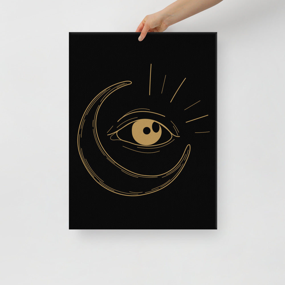 Gothic Canvas Art Moon & All-Seen Eye
