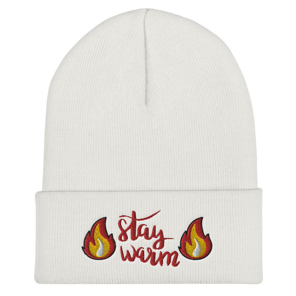 Unisex Winter Embroidered Cuffed Beanie Stay Warm
