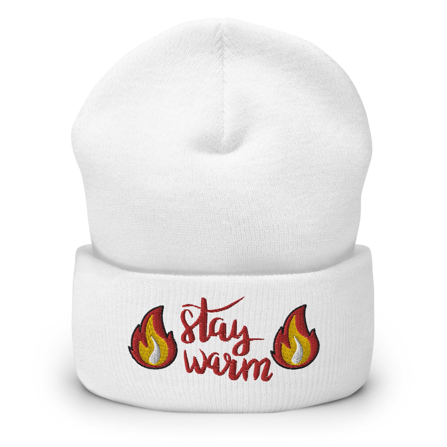 Unisex Winter Embroidered Cuffed Beanie Stay Warm