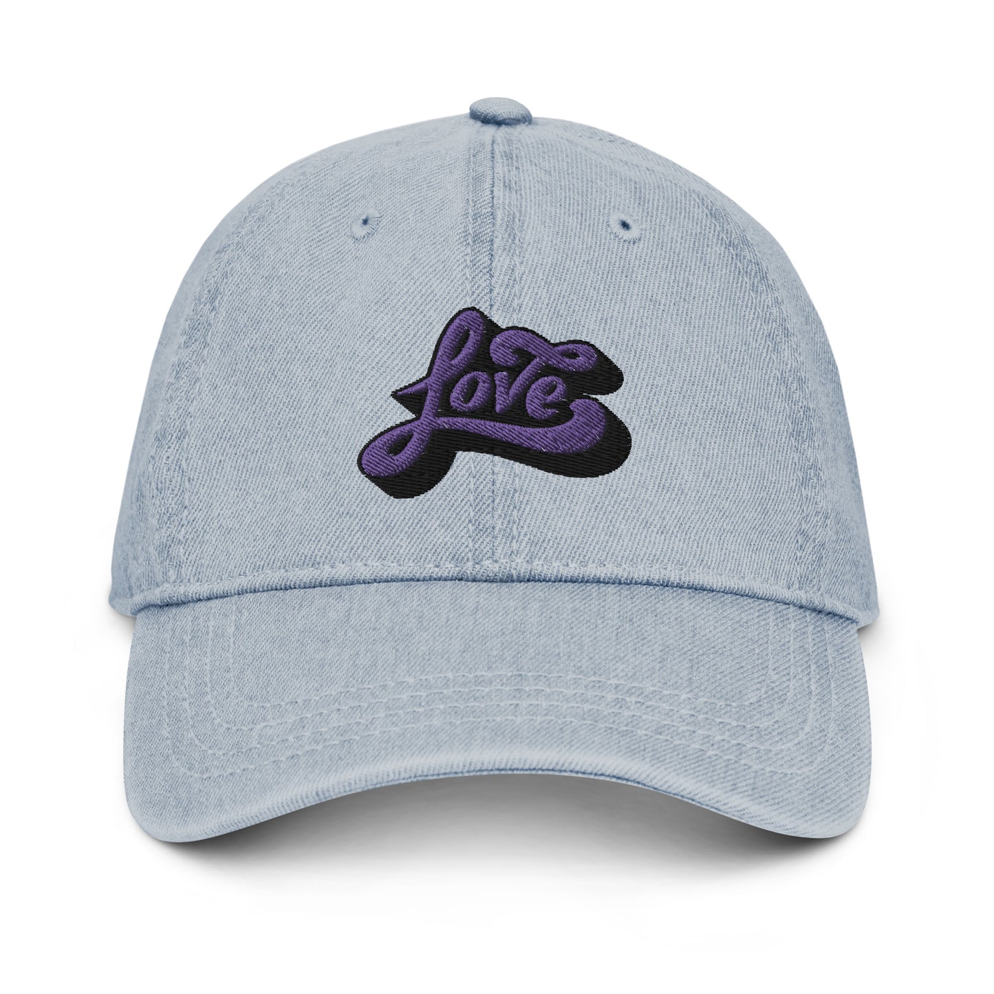 Embroidered Unisex Denim Hat Love Funky Style Typography Design
