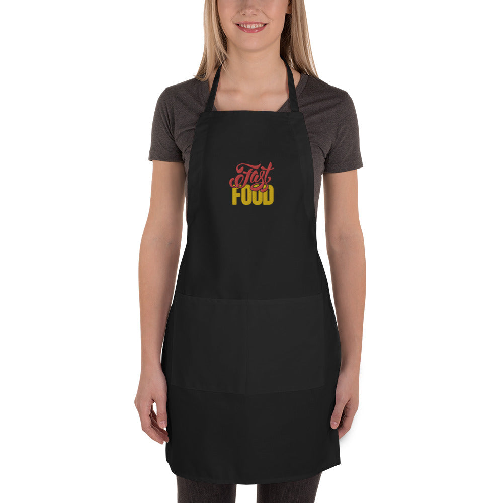 Kitchen Embroidered Apron Fast Food Lettering