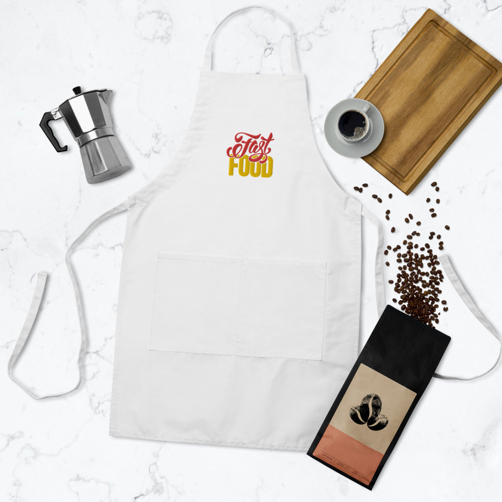 Kitchen Embroidered Apron Fast Food Lettering