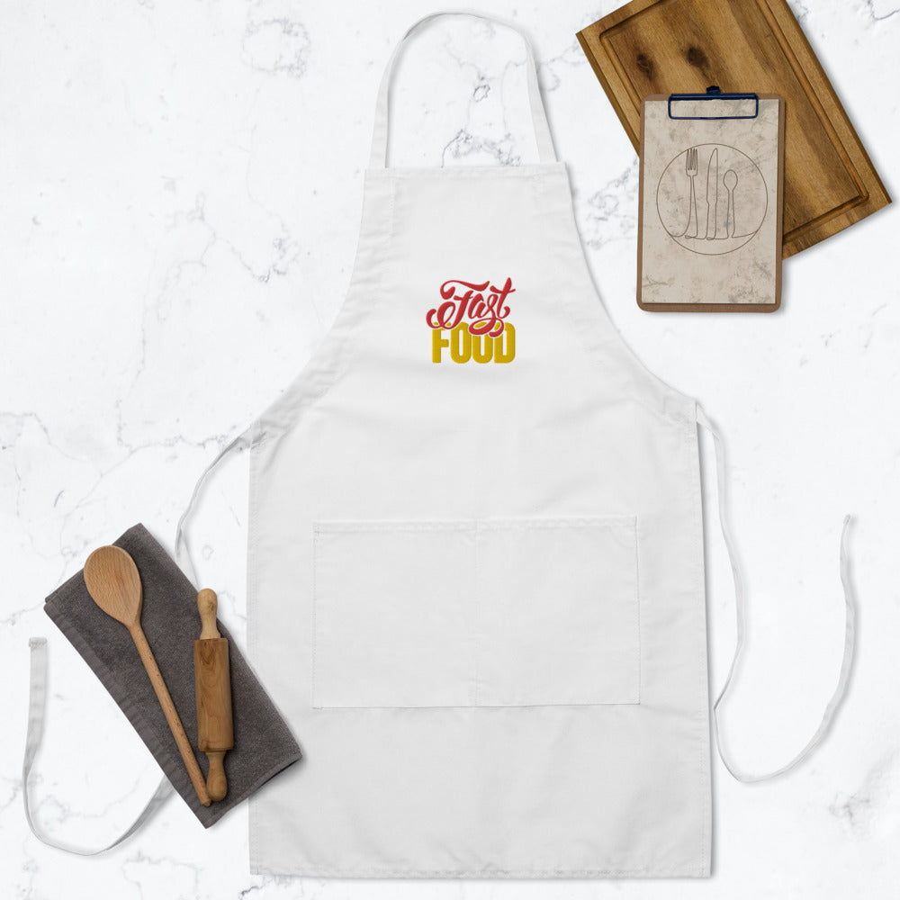 Kitchen Embroidered Apron Fast Food Lettering