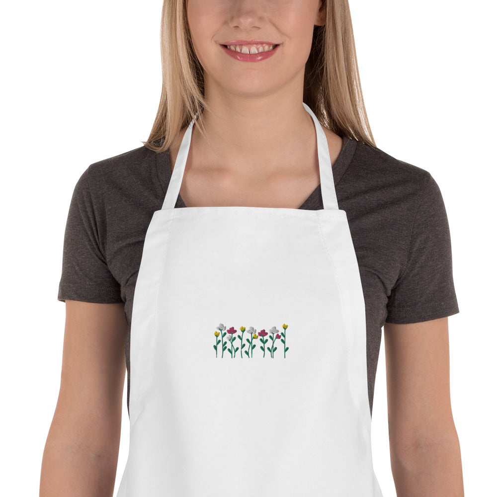Unique Embroidered Apron Flowers Nature
