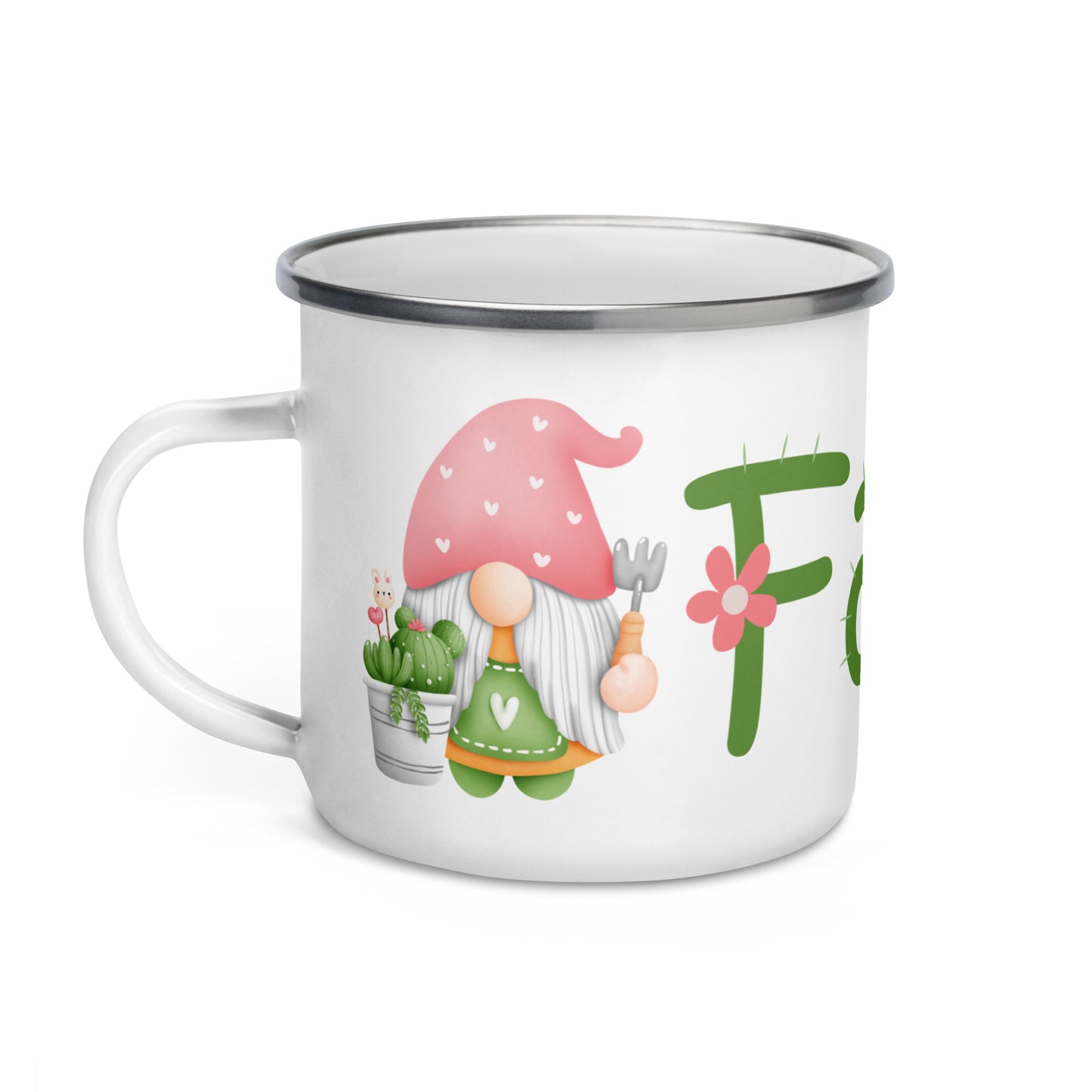 Camping Enamel Mug Family Gnome