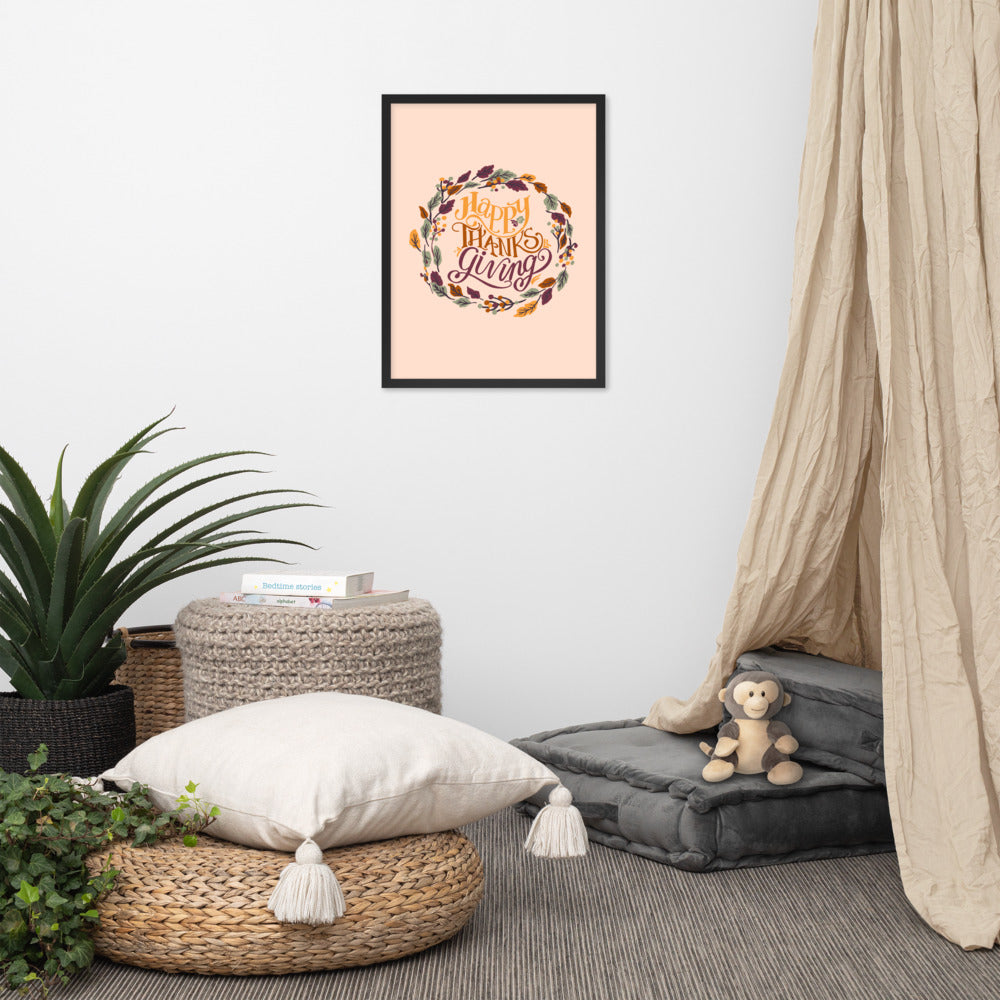 Thanksgiving Framed Poster Autumn Wreath!