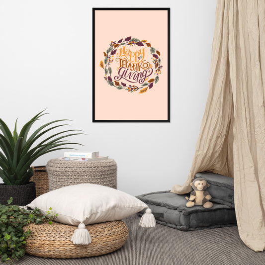 Thanksgiving Framed Poster Autumn Wreath