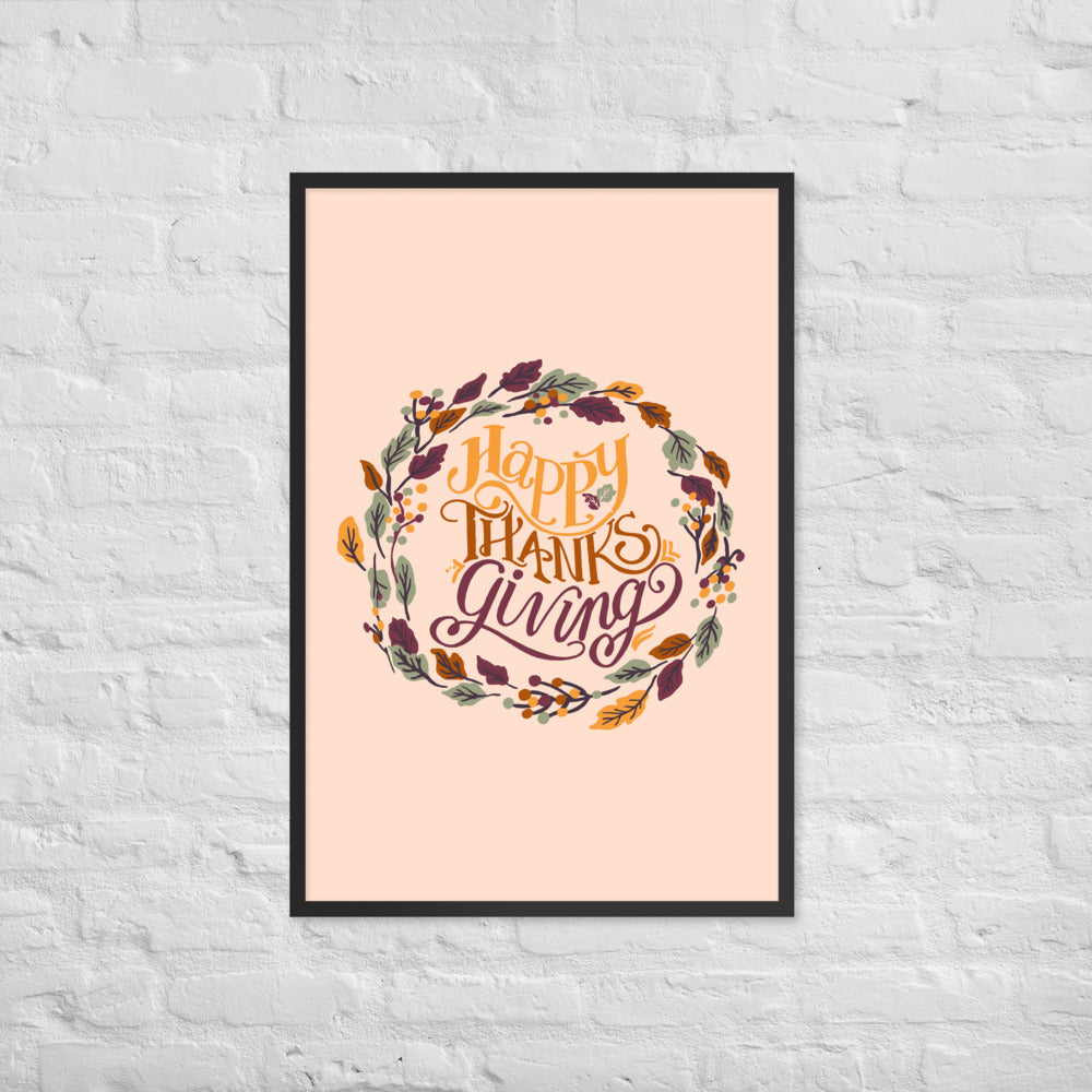 Thanksgiving Framed Poster Autumn Wreath!