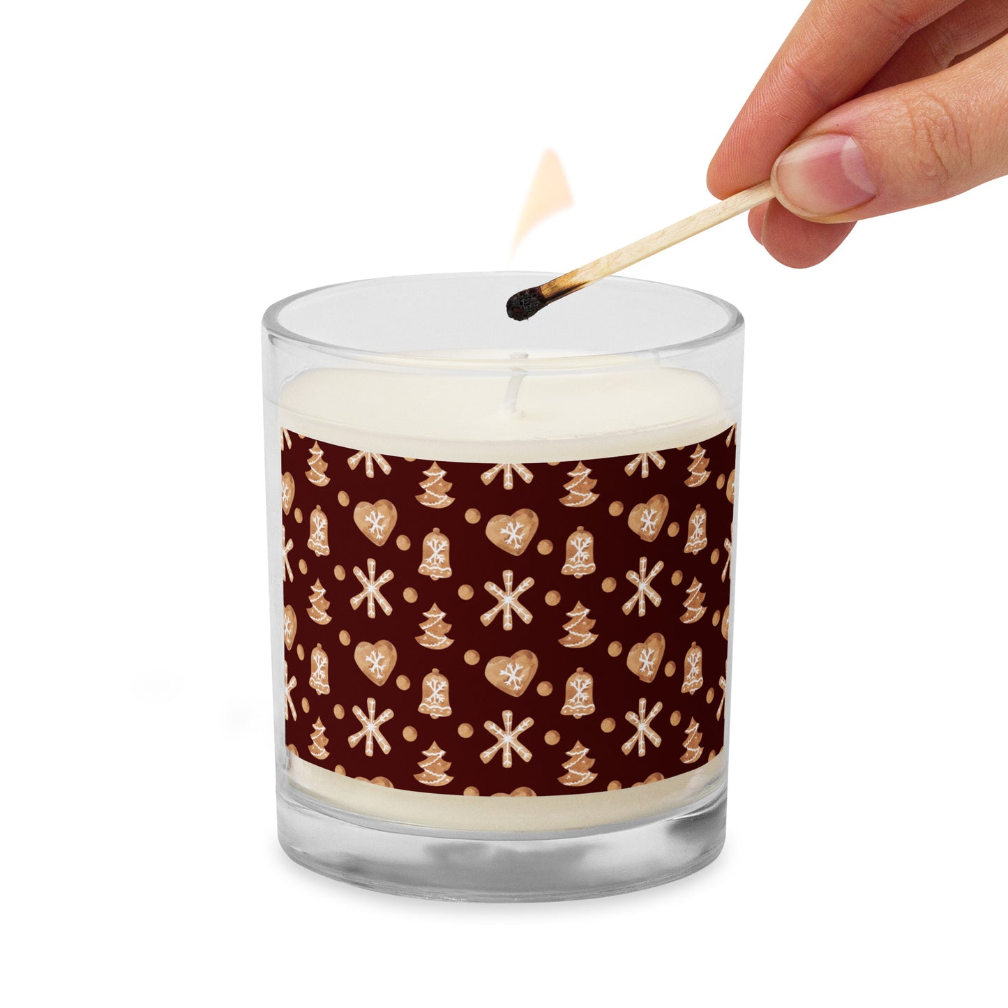 Glass Jar Soy Wax Candle Christmas Pattern