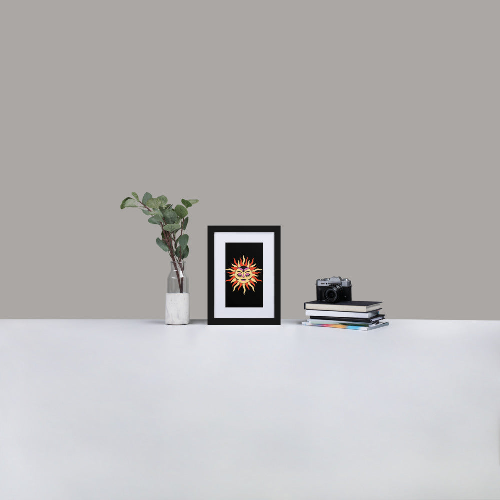 Gothic Artwork Matte Paper Framed Poster With Mat Astrological Tarot Sun