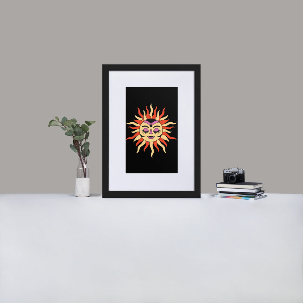 Gothic Artwork Matte Paper Framed Poster With Mat Astrological Tarot Sun