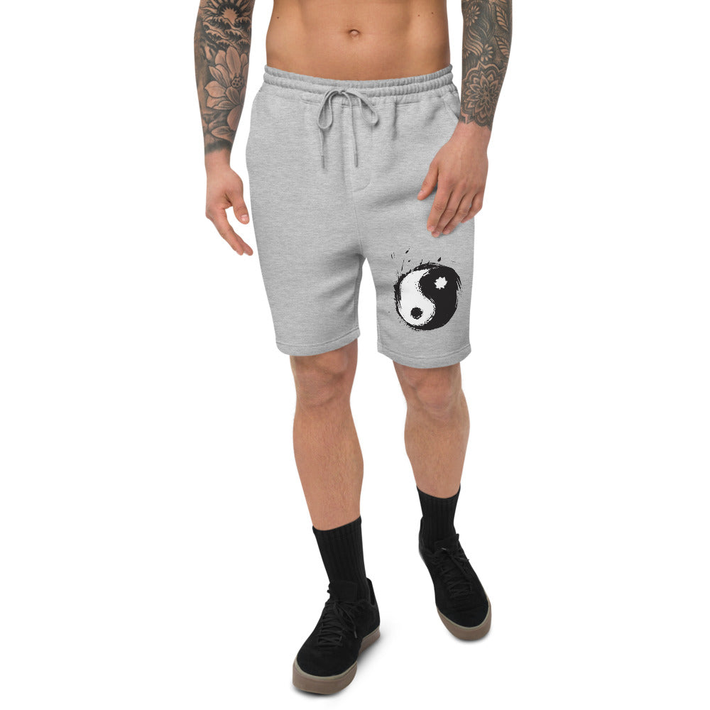 Men's Grey Fleece Shorts. Yin-Yang Symbol!