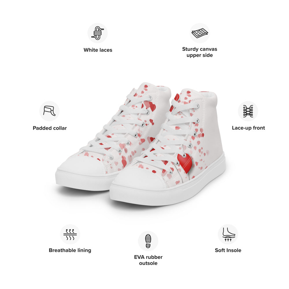 Valentine's Hearts Men’s High Top Canvas Shoes