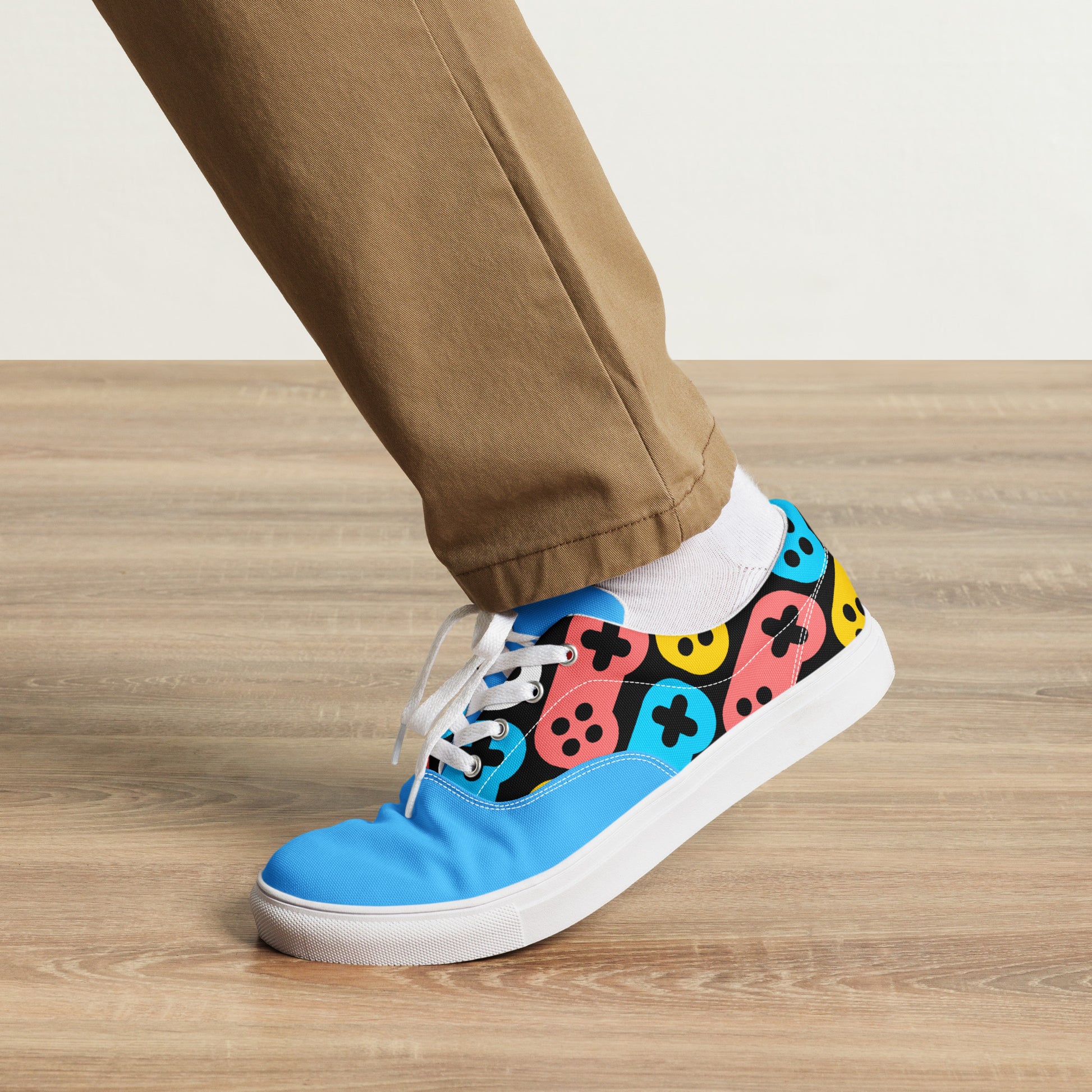 Stay ahead of the trends with our Men's Lace-Up Canvas Shoes featuring a Joystick Pattern Seamless design - shop now at Raining Gifts Design and upgrade your footwear collection!