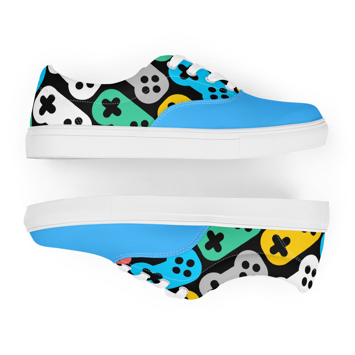 Game On: Men's Lace-Up Canvas Shoes with Seamless Joystick Pattern - Only at Raining Gifts Design!