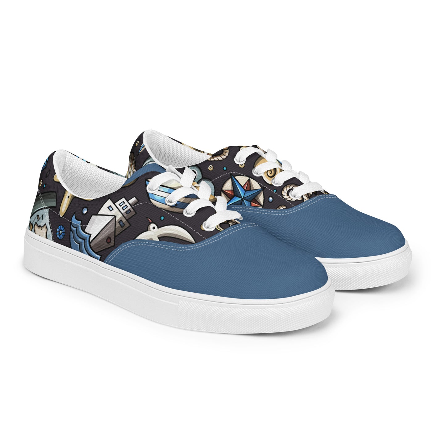 Sail the High Seas in Style with Our Men's Lace-Up Canvas Shoes - Featuring a Hilarious Nautical Cartoon Pattern that's Sure to Make a Splash! Perfect for Any Seafaring Gentlemen - Only from Raining Gifts Design!