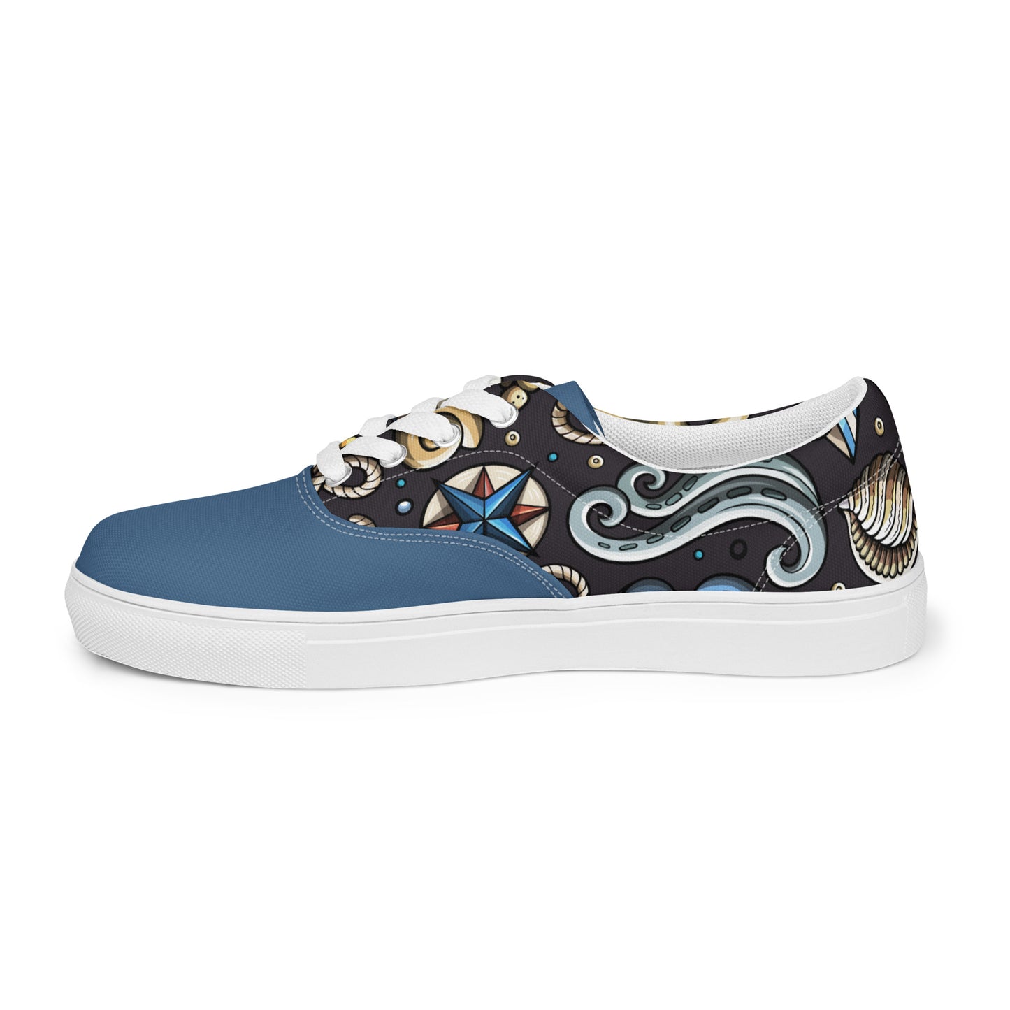 Sail the High Seas in Style with Our Men's Lace-Up Canvas Shoes - Featuring a Hilarious Nautical Cartoon Pattern that's Sure to Make a Splash! Perfect for Any Seafaring Gentlemen - Only from Raining Gifts Design!