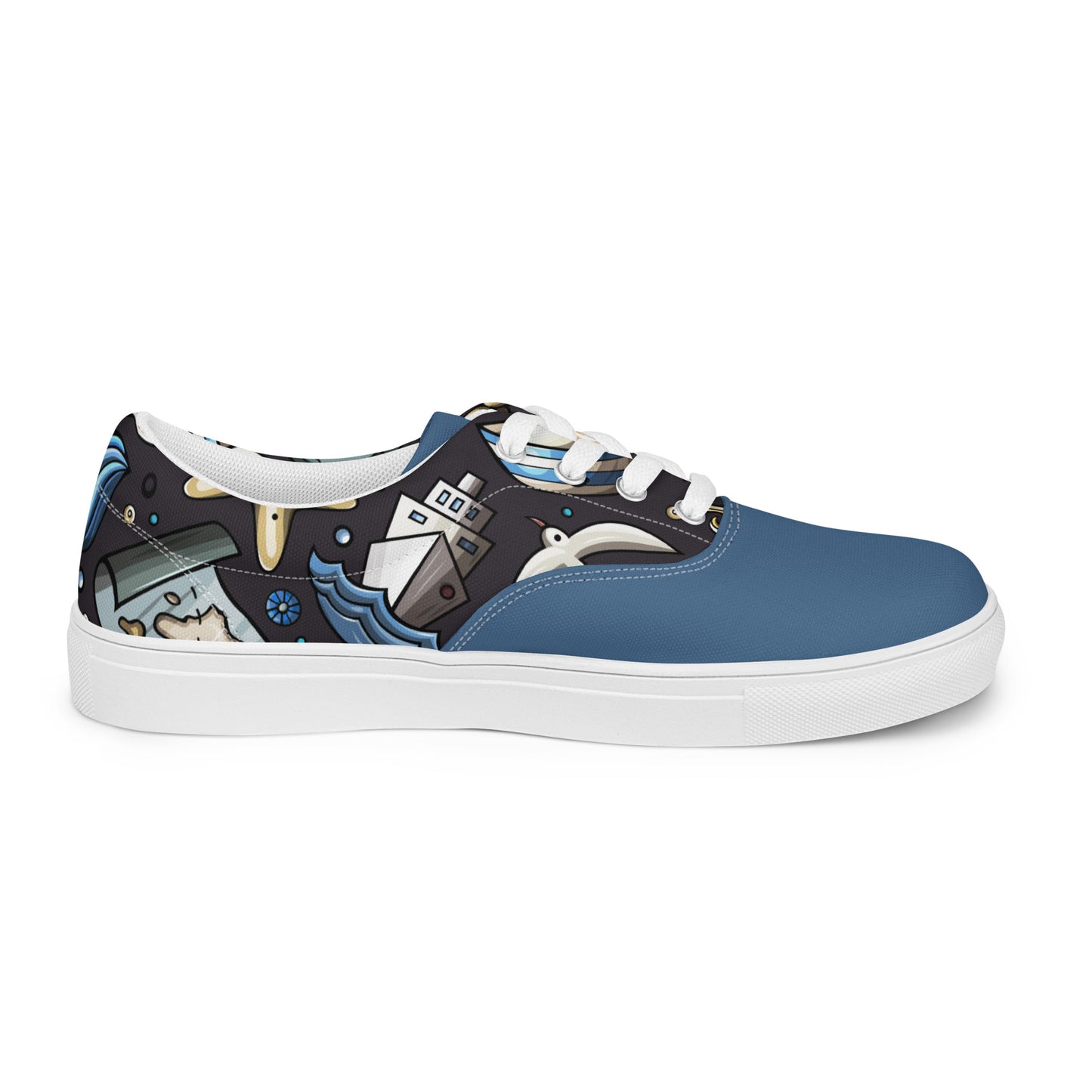 Sail the High Seas in Style with Our Men's Lace-Up Canvas Shoes - Featuring a Hilarious Nautical Cartoon Pattern that's Sure to Make a Splash! Perfect for Any Seafaring Gentlemen - Only from Raining Gifts Design!