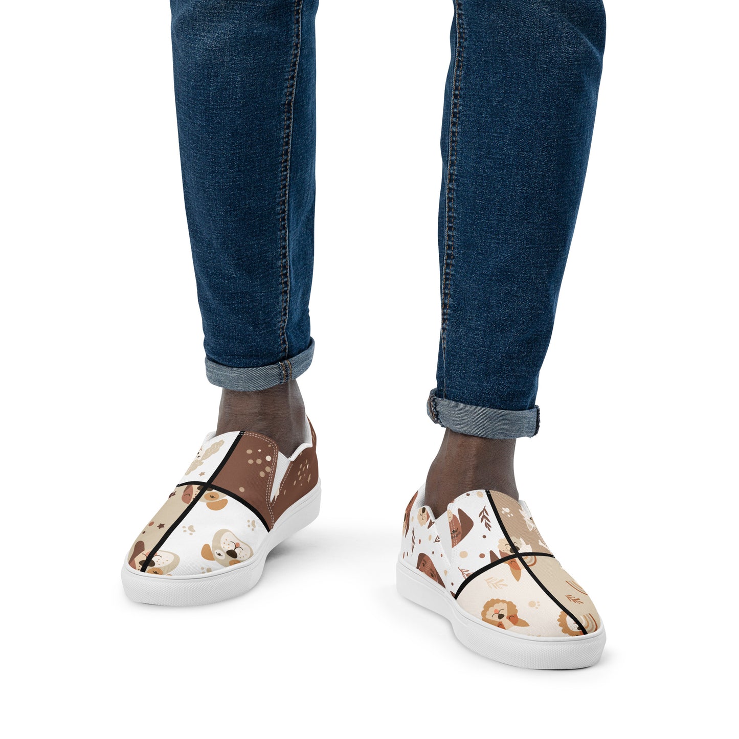 Pawsome Pups on Your Feet: Men's Slip-On Canvas Shoes with Woof-tastic Dog Design - Only at Raining Gifts Design!