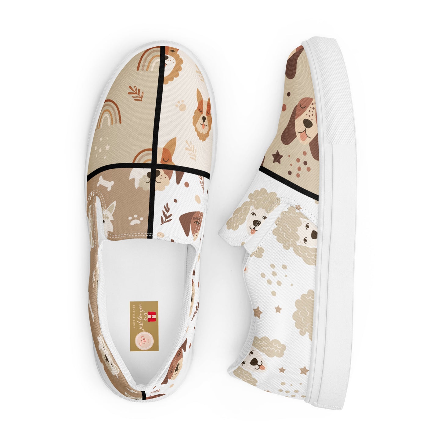 Pawsome Pups on Your Feet: Men's Slip-On Canvas Shoes with Woof-tastic Dog Design - Only at Raining Gifts Design!