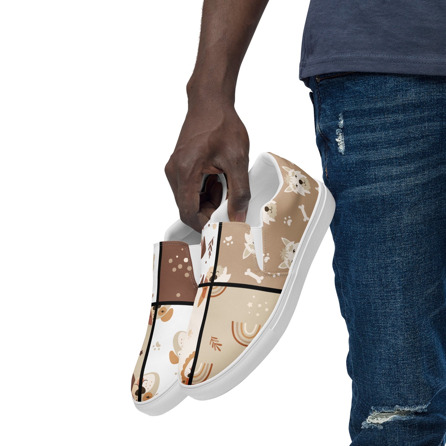 Pawsome Pups on Your Feet: Men's Slip-On Canvas Shoes with Woof-tastic Dog Design - Only at Raining Gifts Design!