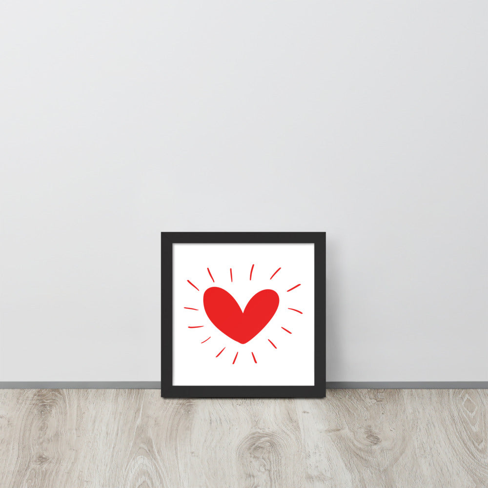 Hand Drawn Scandinavian Heart Framed Photo Paper Poster
