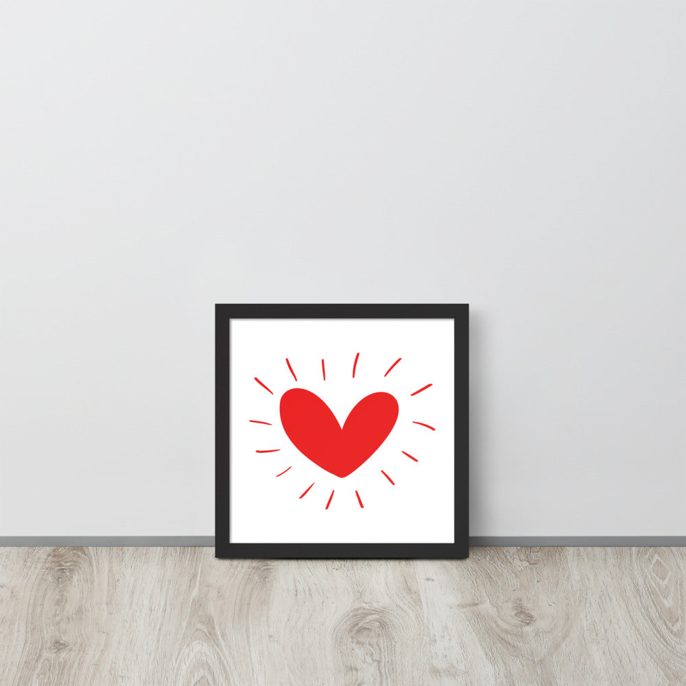 Hand Drawn Scandinavian Heart Framed Photo Paper Poster