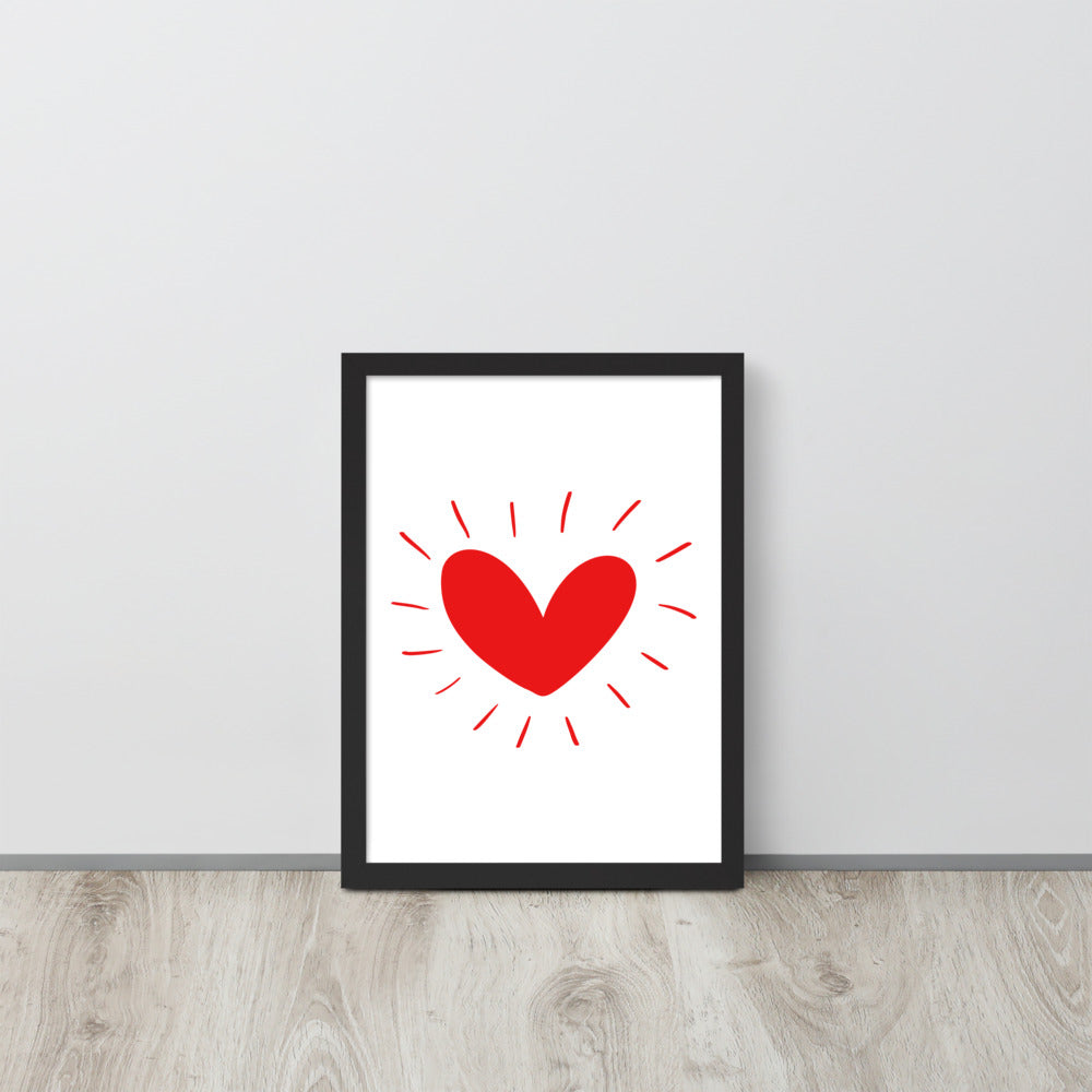 Hand Drawn Scandinavian Heart Framed Photo Paper Poster