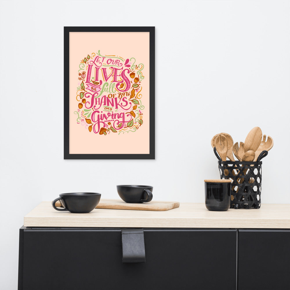 Thanksgiving Quote Lettering Framed Photo Paper Poster