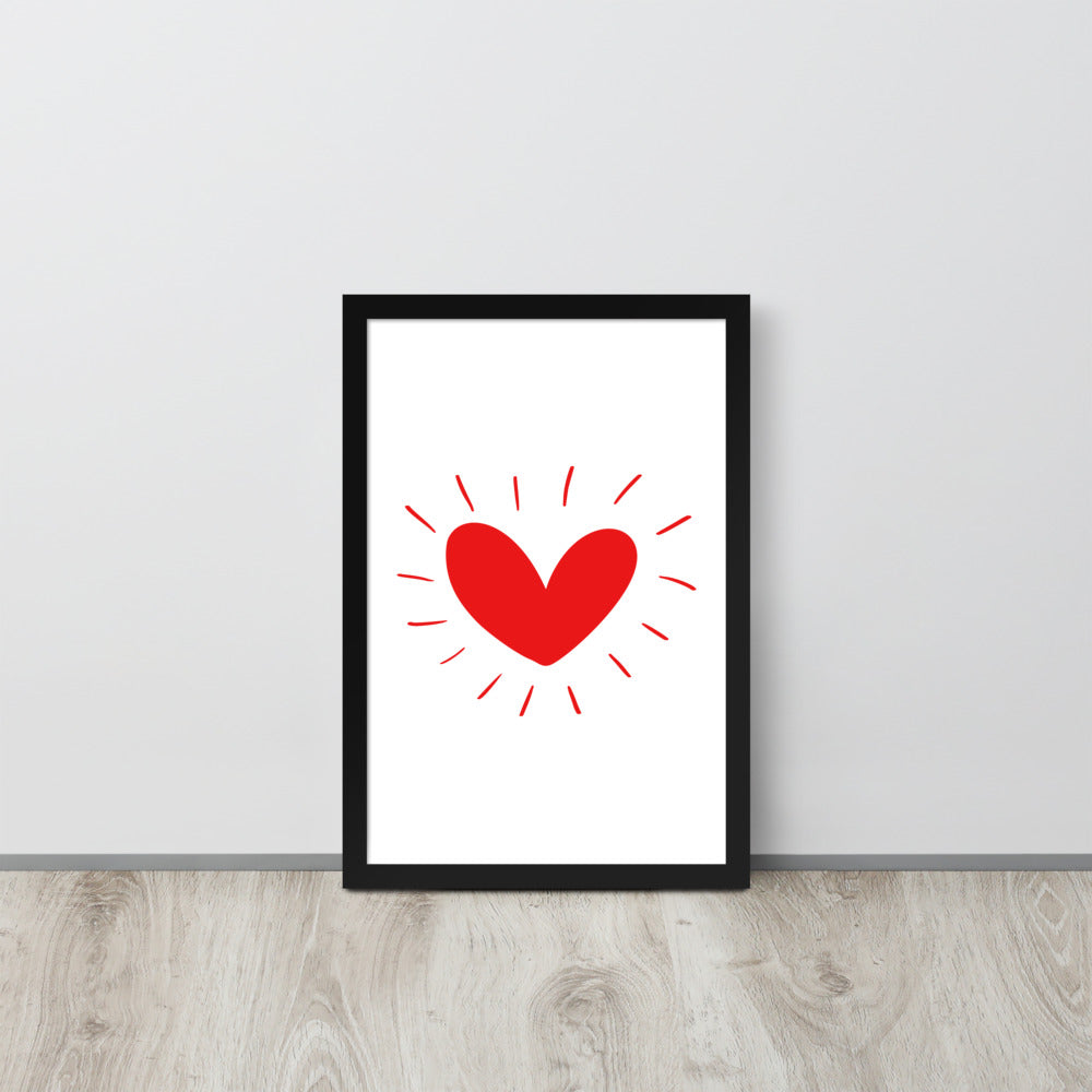 Hand Drawn Scandinavian Heart Framed Photo Paper Poster