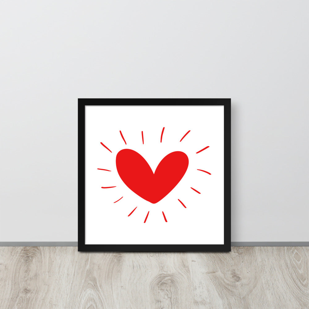 Hand Drawn Scandinavian Heart Framed Photo Paper Poster