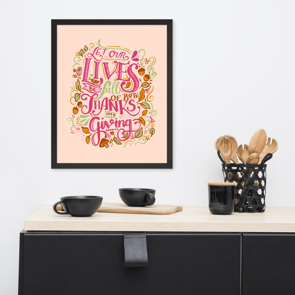 Thanksgiving Quote Lettering Framed Photo Paper Poster