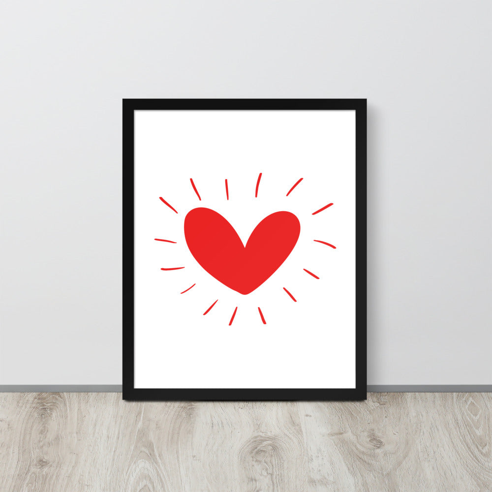 Hand Drawn Scandinavian Heart Framed Photo Paper Poster