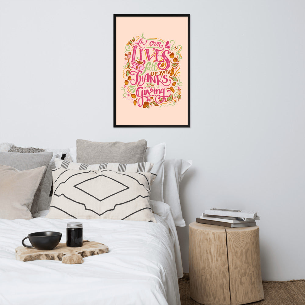 Thanksgiving Quote Lettering Framed Photo Paper Poster