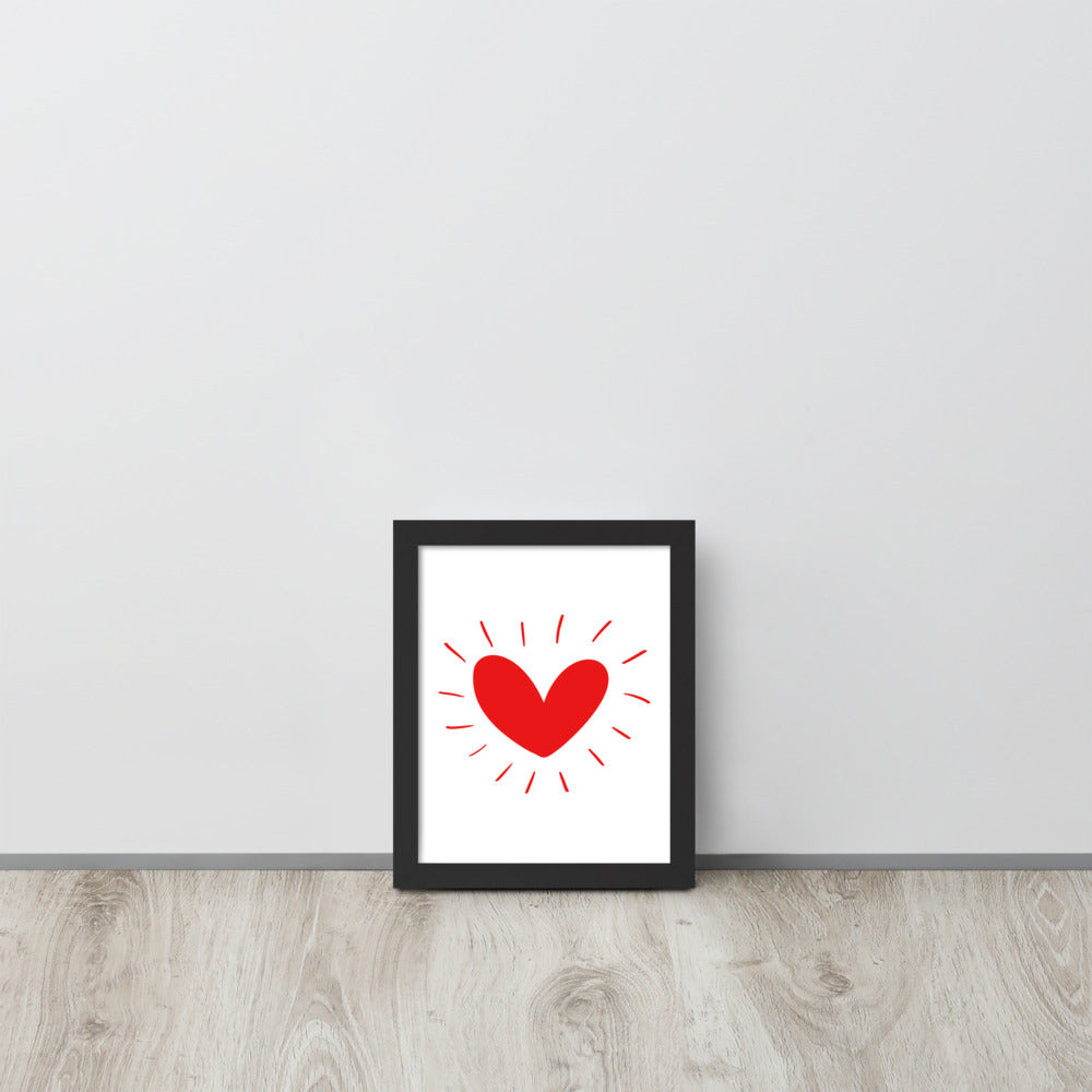 Hand Drawn Scandinavian Heart Framed Photo Paper Poster