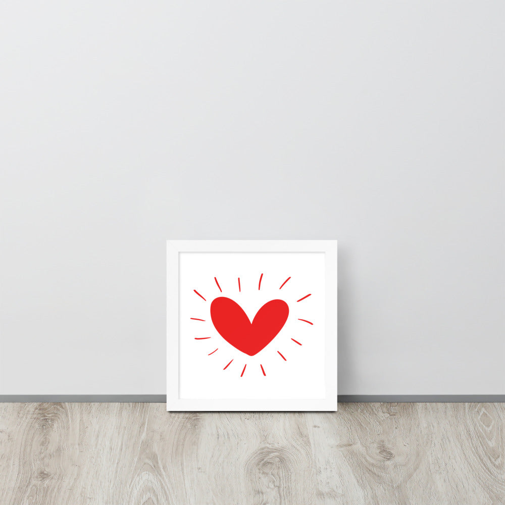 Hand Drawn Scandinavian Heart Framed Photo Paper Poster