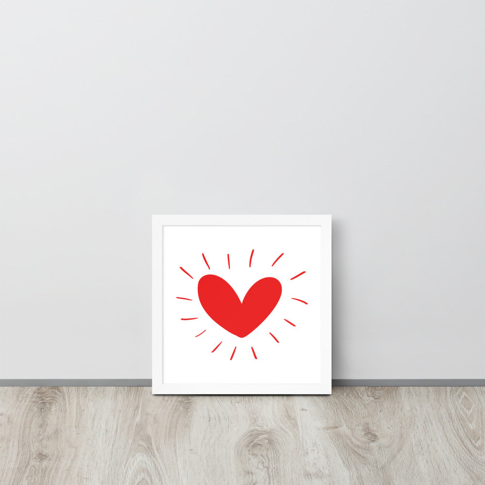 Hand Drawn Scandinavian Heart Framed Photo Paper Poster
