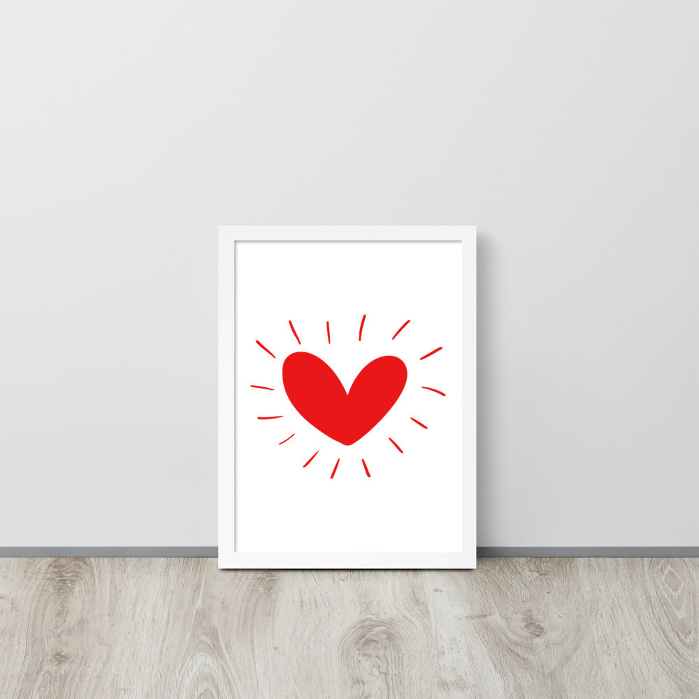 Hand Drawn Scandinavian Heart Framed Photo Paper Poster