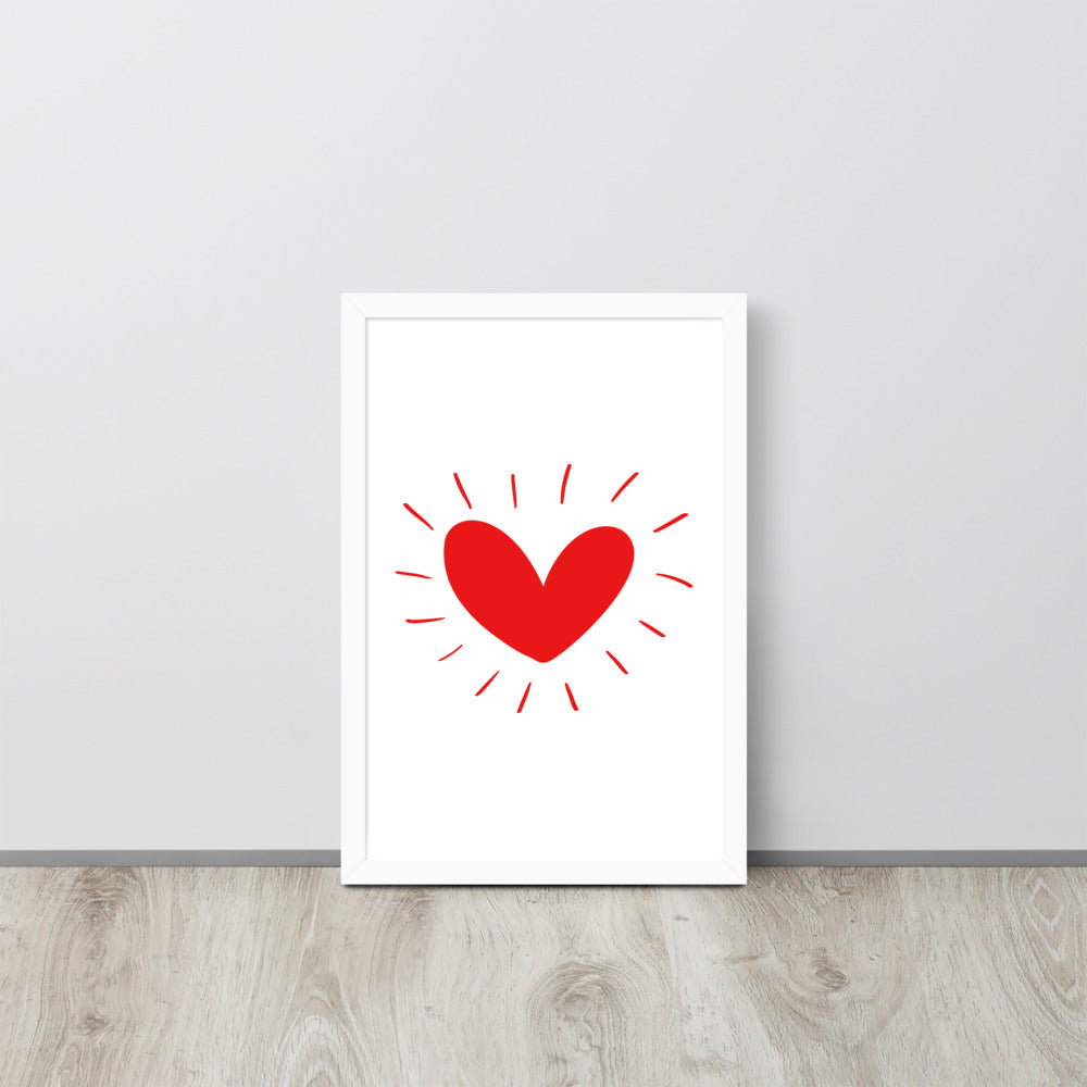 Hand Drawn Scandinavian Heart Framed Photo Paper Poster