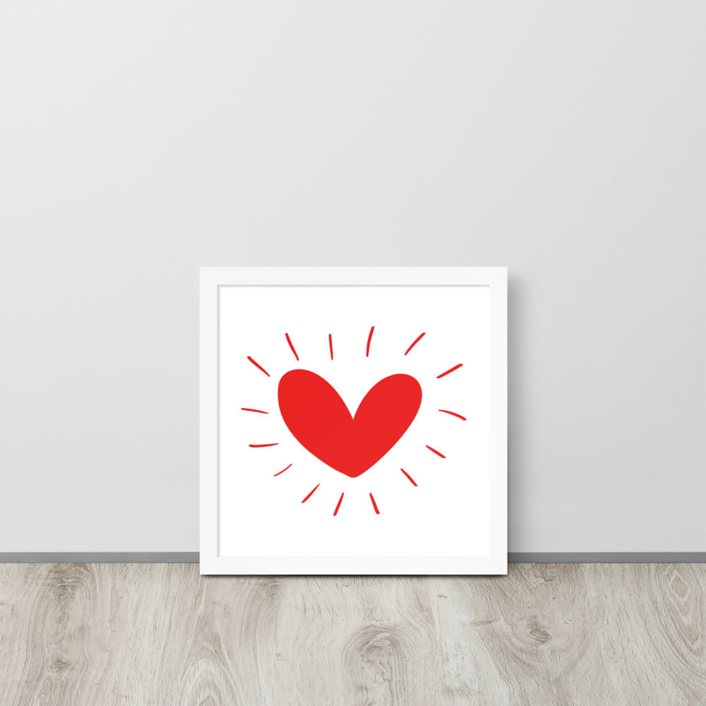 Hand Drawn Scandinavian Heart Framed Photo Paper Poster