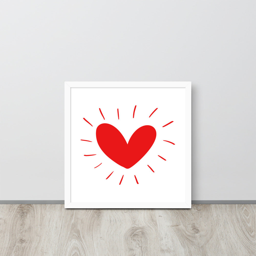Hand Drawn Scandinavian Heart Framed Photo Paper Poster