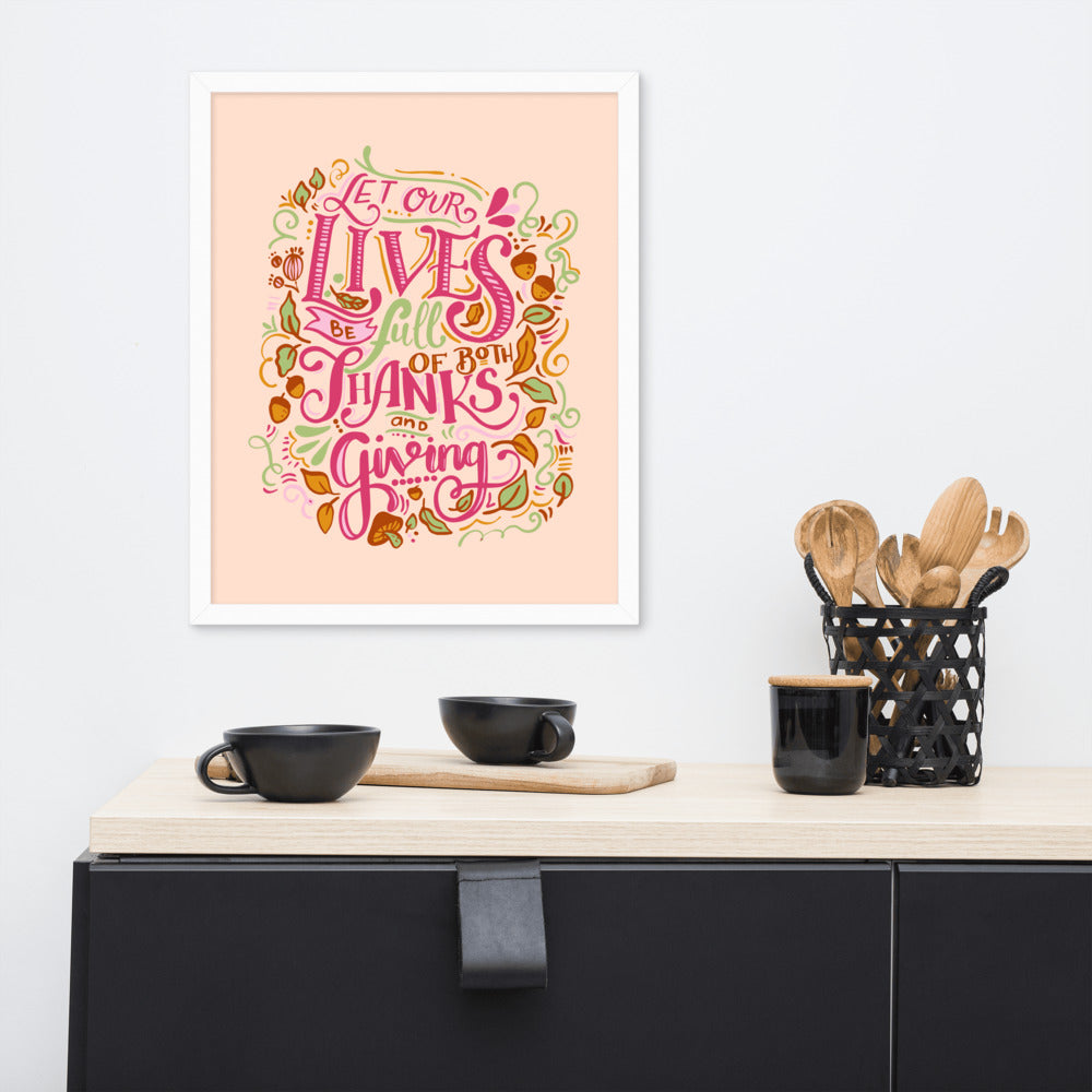 Thanksgiving Quote Lettering Framed Photo Paper Poster