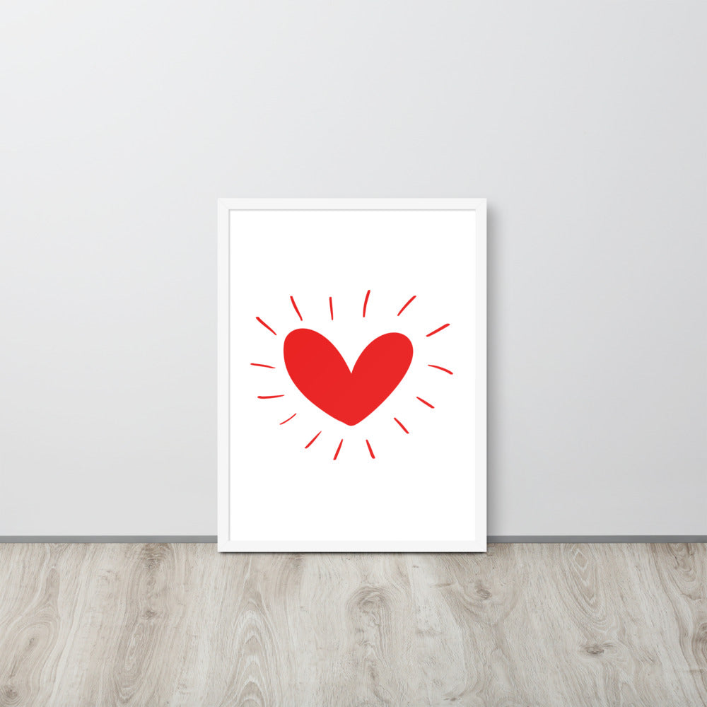 Hand Drawn Scandinavian Heart Framed Photo Paper Poster